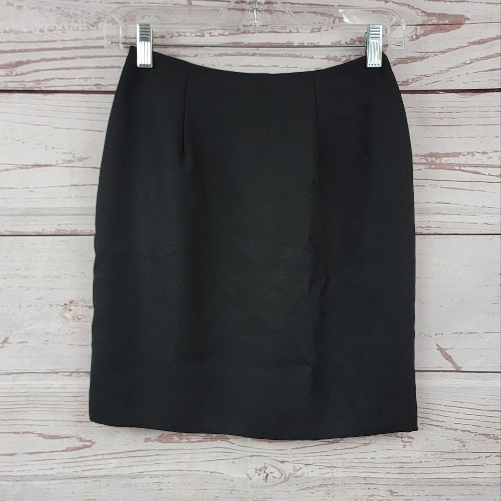 Hugo Buscati black business chiffon straight skirt